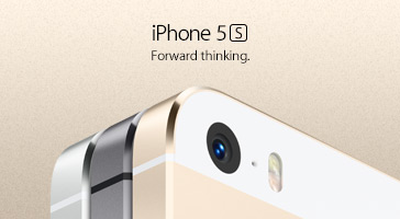 image of iPhone 5S, with text stating 'Forward Thinking'